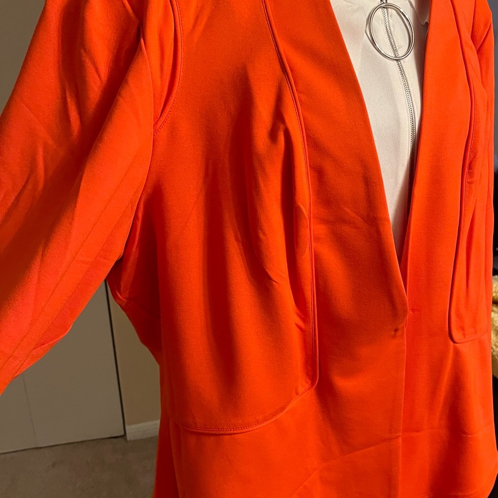 Women’s Orange Open-Front Blazer Jacket - Picture 3 of 5